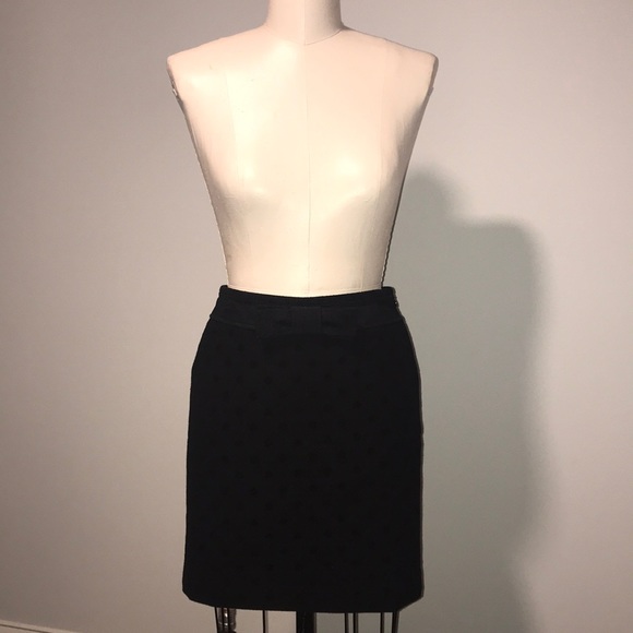 LOFT petite black polka dot mid length skirt sz 4P - Picture 3 of 8